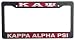 Kappa Alpha Psi Black Plastic License Plate Frame Greek Fraternity Letter For Front Back of Car
