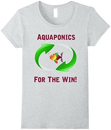 Women's Aquaponics For The Win Environmental Green T-Shirt Small Heather Grey