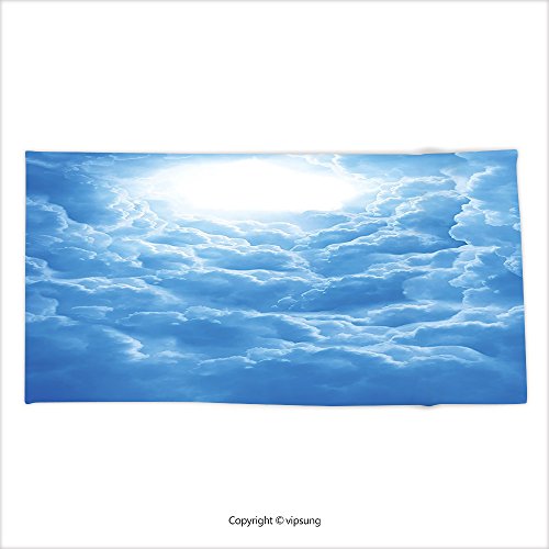 Vipsung Microfiber Ultra Soft Bath Towel Decor Collection Mysterious Sky With Sun And Clouds Fantasy Picture Taken From Airplane Blue White For Hotel Spa Beach Pool Bath