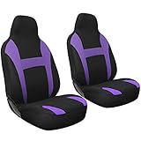 Motorup America Auto Seat Cover 2pc Set Intergrated High Back Buckets - Fits Select Vehicles Car Truck Van SUV - Purple & Black