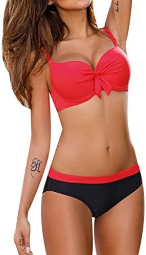 Weiliru Women Push-Up Padded Bra Mokini Swimsuit HalterTops Triangle Bottom
