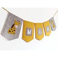 Nursery Banner, Custom Name Banner, Felt Decorations, Giraffe Themed Baby Shower Garland