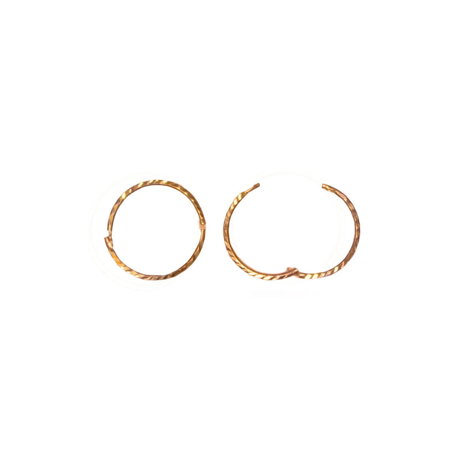Arranview Jewellery 12mm hinged 9ct yellow gold hoop earrings. Diamond cut finish