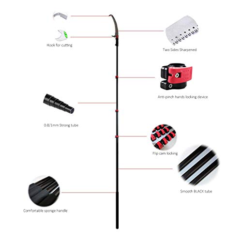 ZXSZX Teleskop Profi Baumsäge Mit Gebogener Haken Astsäge 65Mn Stahl Handsäge Alu-Teleskopstange in Verstärkter… – Bild 7