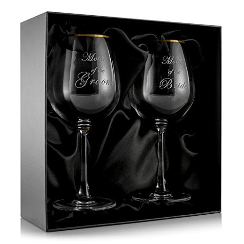 Luxury Wedding Wine Glasses with Gold Rim (Set of 2) Elegant Engraved