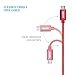 Sentey Micro USB Cable 1 Meter 3ft Braided (Red) High Speed Micro USB Cable USB 2.0 Tangle-Free Charging/sync Cable a Male to Micro USB Ls-6723