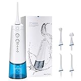 Water Flosser, AOIEORD Cordless Oral Irrigator with 3 Modes & 4 Replaceable Jet Tips, Portable Anti-touching Mistakenly Dental Water Flosser for Family and Braces