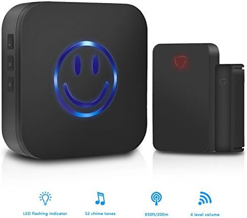 Wireless Door Open Chime, Door Sensor Chime,Door Window Security Alarm-Operating,Range - 650FT/52 Chime Tunes/LED Indicators,1 Magnetic Door Chime Sensor(Battery Included)& 1 Plug in Receiver