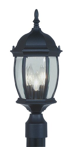 Livex Lighting 7538-04 Outdoor Post with Clear Beveled Glass Shades, Black