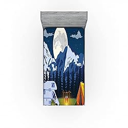 Ambesonne RV Fitted Sheet, Outdoors Activity Themed