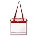 BAGAIL Clear Cross-Body Messenger Shoulder Zippered Bag w Adjustable Strap, NFL & PGA Stadium Security Approved Travel & Gym Clear Tote Bag-12” X 12“ X 6” (Red)