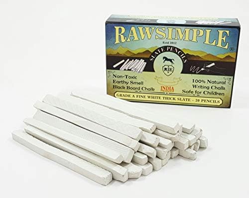 White Slate Pencils Grade A FINE Thick - Natural Lime Stone Chalk Pencils for Chalkboard, Fabric Metal to Write, Sketch, Draw and Edible (Pack of 30) by Rawsimple (24 Sets 2Dozen Case of 720 Pencils)