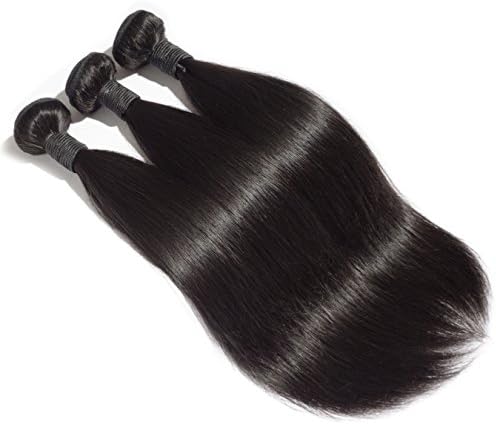 Luiva 3 Bundles Virgin Brazilian Natural Straight Human Hair Weave Extension 7A Unprocessed (Straight 18" 18" 18")