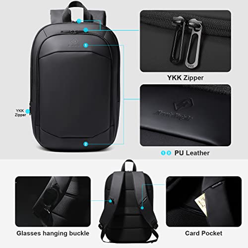 HEROIC KNIGHT 17 Inch Lightweight Expandable Anti-Theft Waterproof Functional Laptop Backpack for Men Elegant Leisure School Business with USB Port 27L (Black)