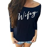 XYL Women Fashion Wifey Round Collar Long Sleeve T-shirt