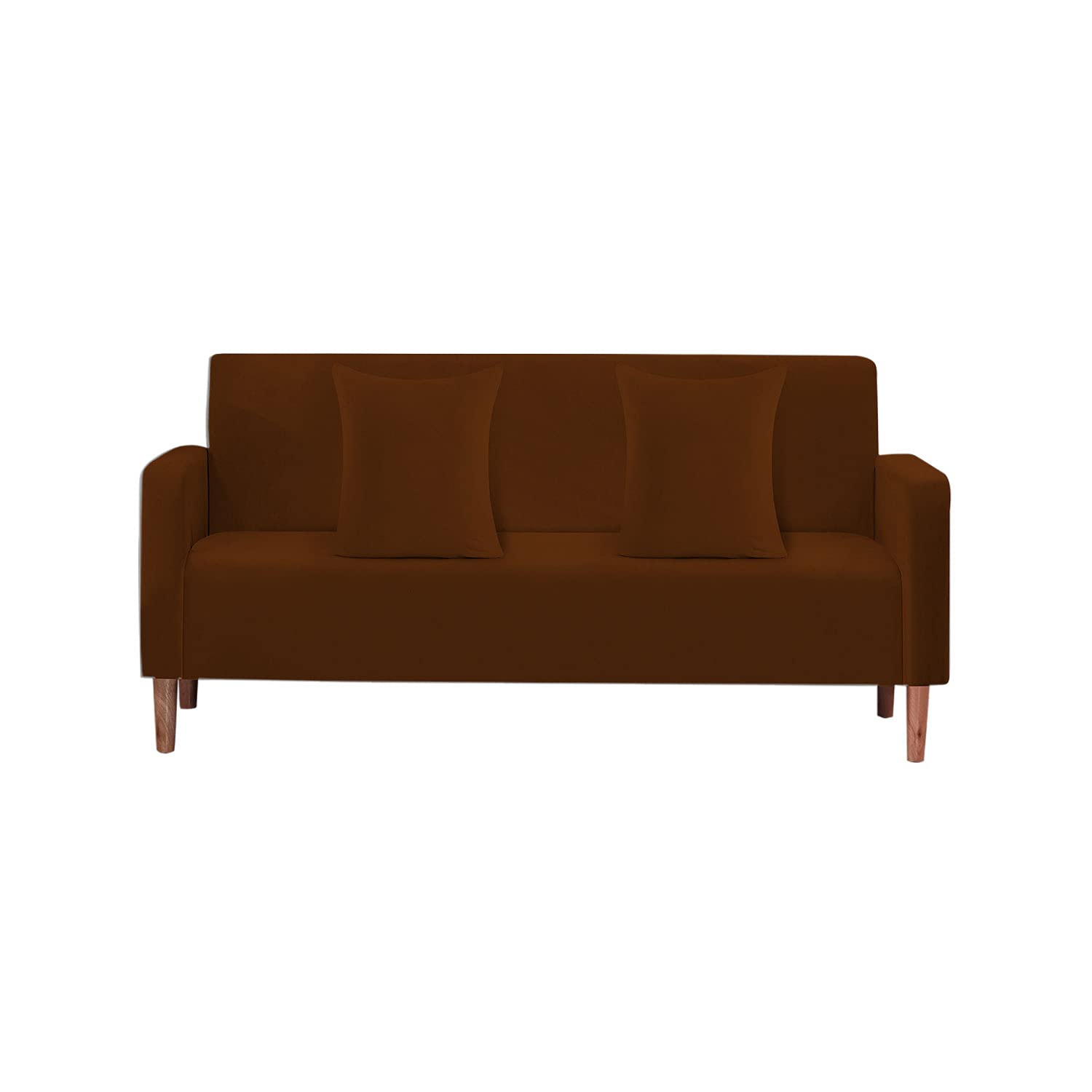 WedDecor Thick Velvet Sofa Cover 2 Seater Crushed Couch Slipcover, Super Stretch, Non-Slip Soft Plush Sofa Furniture Protector for Living Room, Machine Washable, Dark Brown, (145 x 185cm)