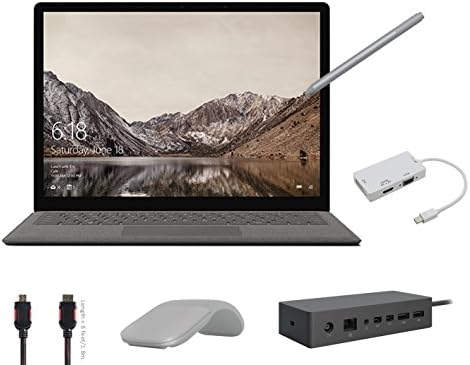 2017 Surface Laptop Bundle (6 Items): Surface Laptop Graphite Gold Core i5, 8GB, 256GB SSD, Surface Pen Platinum, Surface Dock, Surface Arc Mouse Light Gray, Mini DisplayPort Adaptor and HDMI Cable