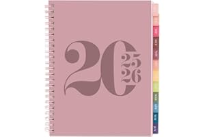 RILEYS & CO Rileys Academic Planner 2025-2026, Daily, Weekly & Monthly Planner, July 2025 - June 2026, Student Notes Pages, Twin-Wire Binding, Weekly Agenda for School & Work (8 x 6-Inches, Pink, Typographic)
