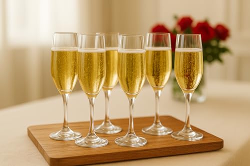 Jogo de 6 Taças de Champanhe para Brindes Casamentos e Festas Premium Elegante Durável Transparente Resistênte (Taças de Champanhe em Vidro)