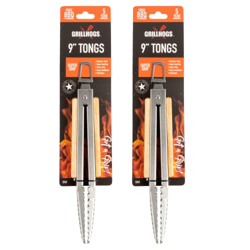 Dropkick Your Old Tongs, GRILLHOGS 9Inch 2 Pack Barbecue Tongs Are the