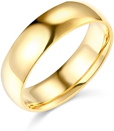 14k Yellow Gold 6mm Plain Wedding Band - Size 5.5