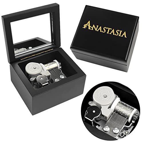 Sinzyo Music Box Carved Wood Wind Up Musical Box Gift for Christmas,Birthday,Valentine's Day(Black Box,Tune : Anastasia-Once Upon A December)