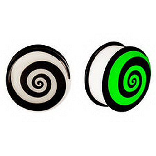 Jacob AleX Piercing #106111 Acrylic GLOW IN THE DARK Spiral Single Flared Plugs Ear Earlet Swirl 1/2 inch 12.5mm