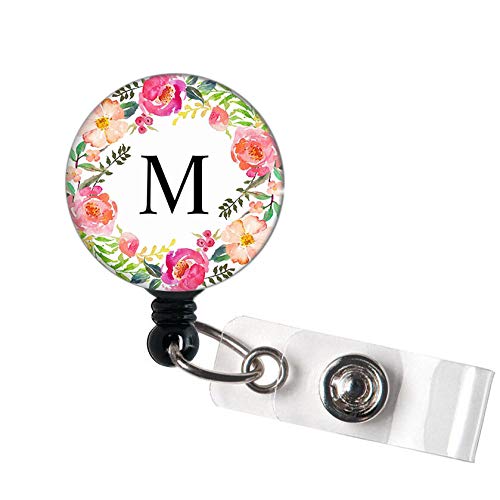 ® - Personalize Name Initial Monogram Retractable ID Badge Reel Swivel Clip/Name Badges/ID Badge Holder/Doctor Nursing Badge/Coworker Teacher Nurse Great Gift Idea