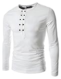 TheLees Mens casual slim fit button point long sleeve tshirts