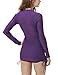 Tesla TM-FSZ04-PPL_Large Women's UPF 50+ Half-Zip Front Long Sleeve Top Rashguard Swimsuit FSZ04
