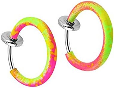 Most Beloved Tiny Fake Non-Piercing Clip-on Earings for Little Girls, Colored Spring Cartilage Hoops