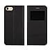 EasyAcc iPhone 7 / iPhone 8 Premium PU Leather View Flip Case Cover Folio with View Window / Stand / Skin Pouch Pocket for iPhone 7 / iPhone 8 (Black, Slim)