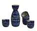 KCHAIN 5 in 1 Ceramic Sake Set Hand Painted Color (Navy blue)
