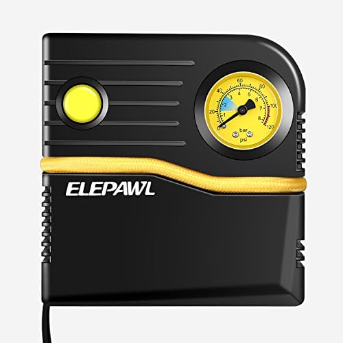 ELEPAWL Automotive Tire Inflator Compressors Portable Air Compressor Pump w/Indicating Tire Pressure Gauge, Truck, Bicycle, RV and Other Inflatables