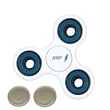 AMP Hand Fidget Spinner New 2017 Non 3D Printed White and Blue , Stress HDHD Reducing with Hyper Hybrid Si3N4 Ceramic Bearing, Non Slip Grooved Locking Cap ABEC-9, Prime From Tech Titan