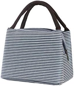 Premium Thermal Insulated Lunch Bag with Soft Leak Proof Liner Lunch Organizer for Women,Men and Kids by Fittolly (Blue White Stripes)