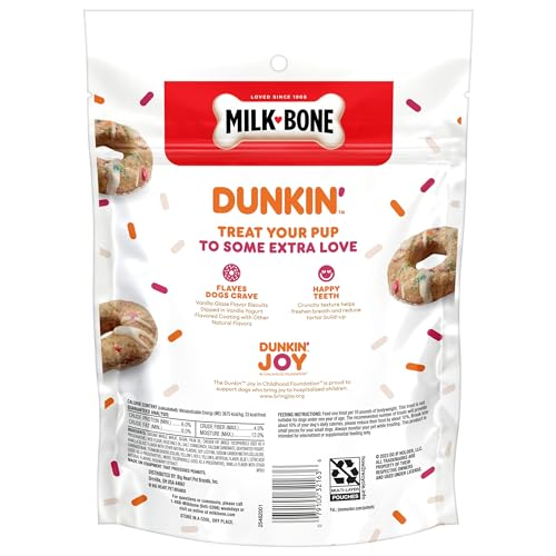 MILK-BONE DUNKIN’ VANILLA GLAZE FLAVOR DOG BISCUITS WITH OTHER NATURAL FLAVORS, 8 OZ BAG