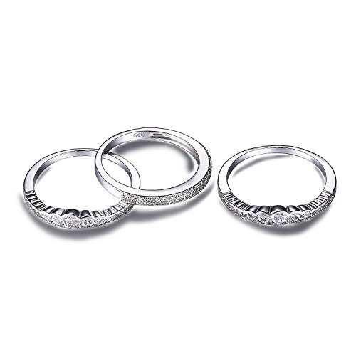 JewelryPalace CZ Stackable Wedding Band Engagement Ring 925 Sterling Silver Size 8 ~ Wedding 