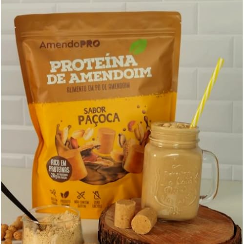 AmendoPro – Pó de Proteína de Amendoim – Nutrição Vegetal com Alto Teor de Proteína – Rico em Fibras e Minerais Essenciais (900 g, Paçoca)