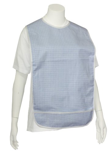 Adult Vinyl Adult Bibs with Crumb Catcher - Premium Bib (Blue with contrasting lines)