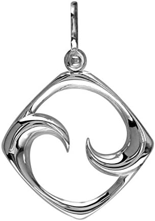 Large Diamond Shape Maori Koru New Beginnings Charm with Two Curls in Sterling Silver