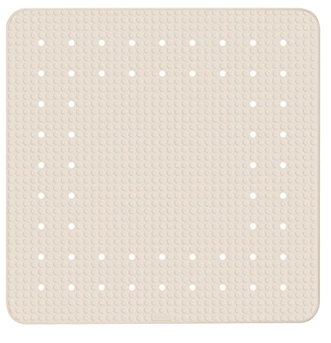 WENKO Douchemat Mirasol beige - anti-slip douchemat met zuignappen, natuurlijk rubber, 54 x 54 cm, beige