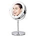 BRIGHTINWD Magnifying Mirror with Lights, Lighted Makeup Mirror 10X Magnification, Vanity Mirror with Lights, Double Sided 360 Rotation Polished Chrome Finish