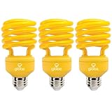 100W Equivalent 23W Enersaver T2 CFL Bug Light Bulb, E26 Base, Yellow, 3 Pack, Globe Electric 84392