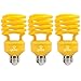 100W Equivalent 23W Enersaver T2 CFL Bug Light Bulb, E26 Base, Yellow, 3 Pack, Globe Electric 84392