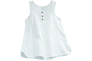 CGGMVCG Womens Tank Top Plus Size Loose Casual Cotton Linen Solid Color T Shirts Scoop Neck Sleeveless Blouses for Women