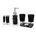 Resin Soap Dish, Soap Dispenser, Toothbrush Holder & Tumbler Bathroom Accessory 5 Piece Set (Black)