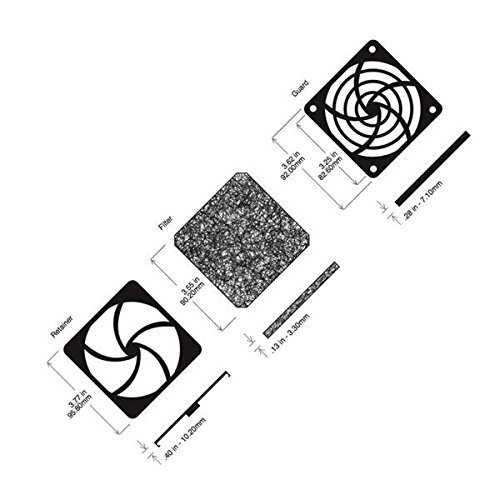 Fan Accessories Fan Filter Kit 92mm 30 Pores Media Black (5 pieces)