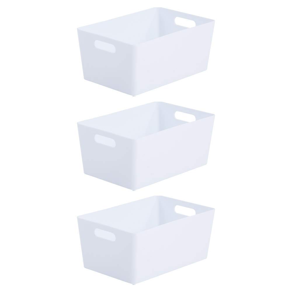 Wham Bam 4.02 Ice White Plastic Studio Storage Baskets Office Home & Kitchen Tidy Organiser 25.5 x 17 x 11cm (3 Baskets)