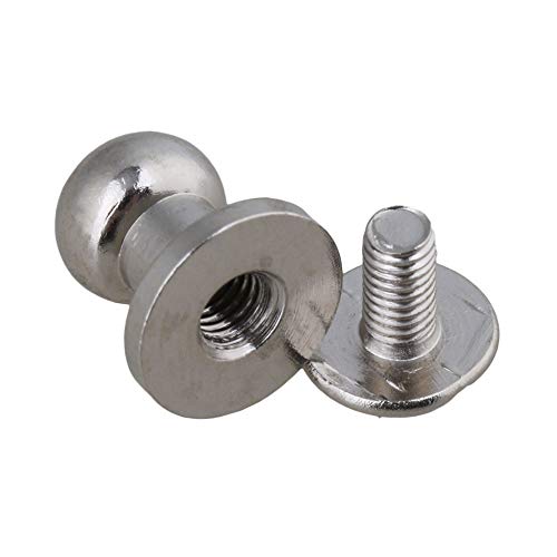 10 Sets 9mmx7mmx10mm Chicago Screws Silver Round Button Stud Screws Nail Rivet for DIY Leather Craft - Thumbnail 2